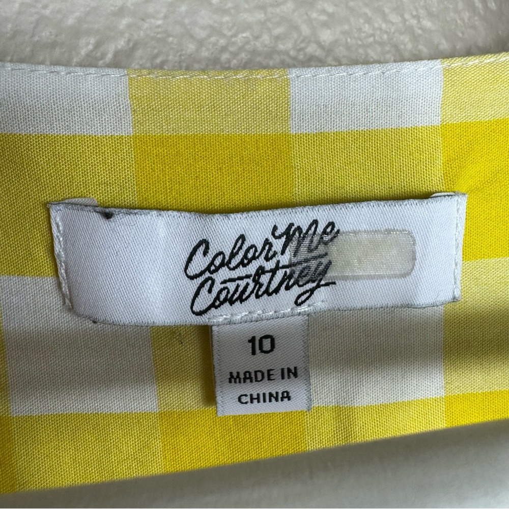 Color Me Courtney Keiko Gingham Yellow Romper Size 10 A - Picture 12 of 12